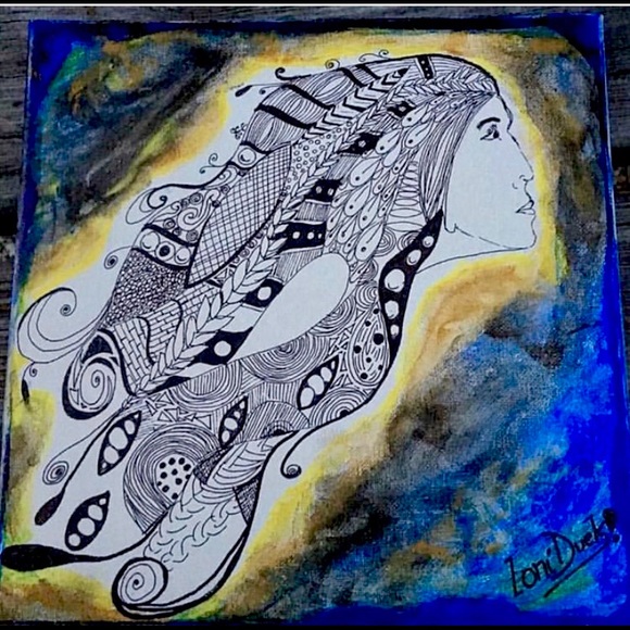 Other - Canvas Finger painted Sharpie Art Unique Piece!